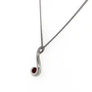 18ct White Gold Ruby Curl Pendant & Chain