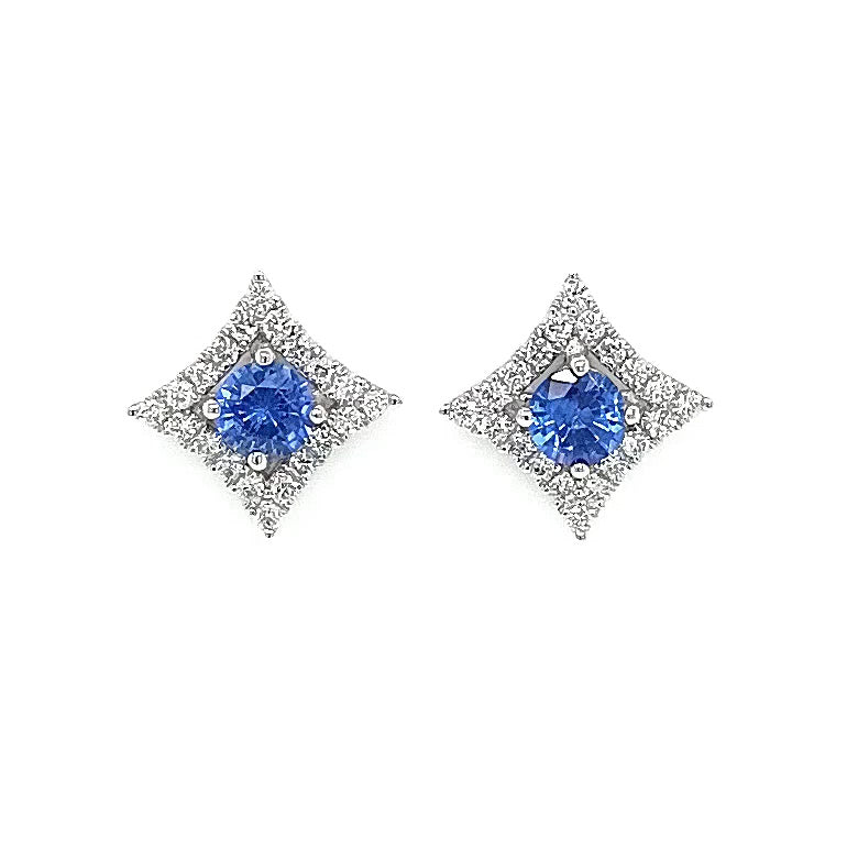 18ct White Gold Sapphire & Diamond Detachable Surround Earrings