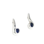 18ct White Gold Sapphire Curl Stud Earrings