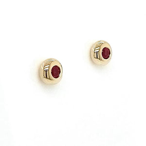 18ct Yellow Gold 4mm Ruby Cabochon Set Earrings