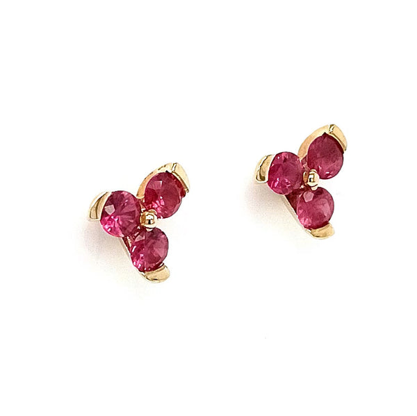9ct Gold Marquise Ruby And Diamond Earrings