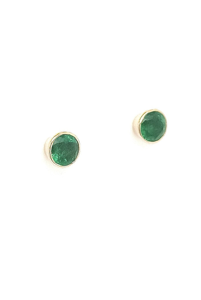 18ct Yellow Gold Cabochon Emerald Earrings