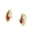 18ct Yellow Gold Ruby V Shaped Stud Earrings