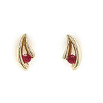 18ct Yellow Gold Ruby V Shaped Stud Earrings