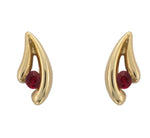 18ct Yellow Gold Ruby V Shaped Stud Earrings - Andrew Scott