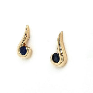 18ct Yellow Gold Sapphire Curl Earrings