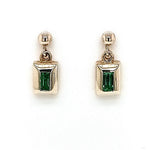 9ct Yellow Gold Baguette Emerald Drop Earrings