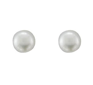 9ct White Gold Freshwater Pearl 7/7.5mm Bouton Stud Earrings - Andrew Scott