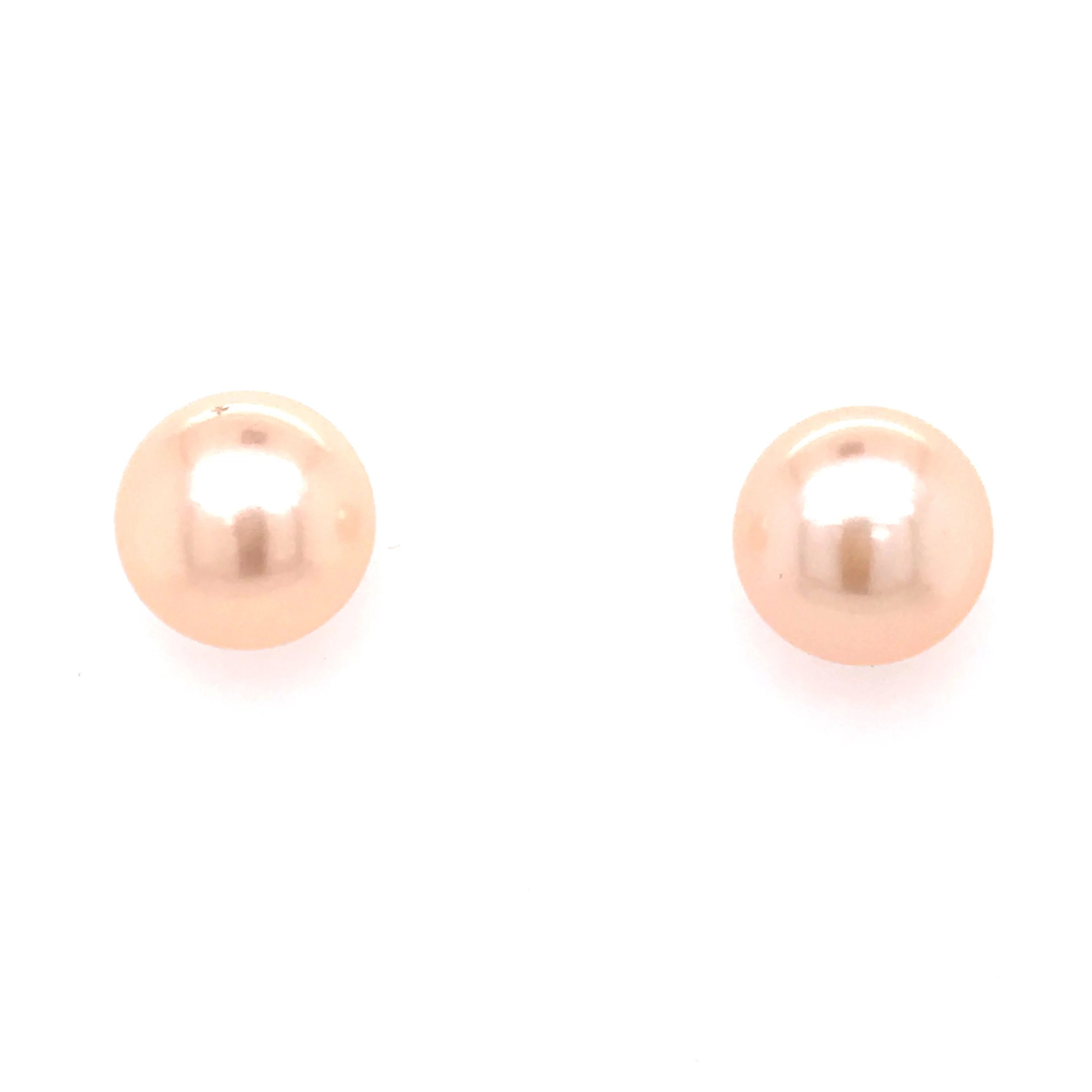 9ct Yellow Gold Natural Freshwater Bouton Pearl Stud Earrings - Andrew Scott
