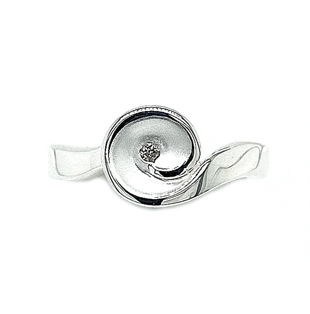 Silver Diamond Curl Ring