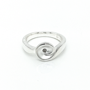 Silver Diamond Curl Ring
