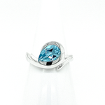 Silver Pear Blue Topaz Comma Ring