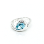 Silver Pear Blue Topaz Comma Ring
