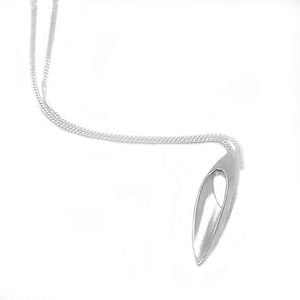 Silver Centre Marquise Pendant & Chain