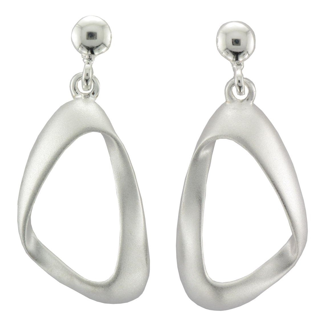 Silver Open Soft Triangle Stud Drop Earrings - Andrew Scott