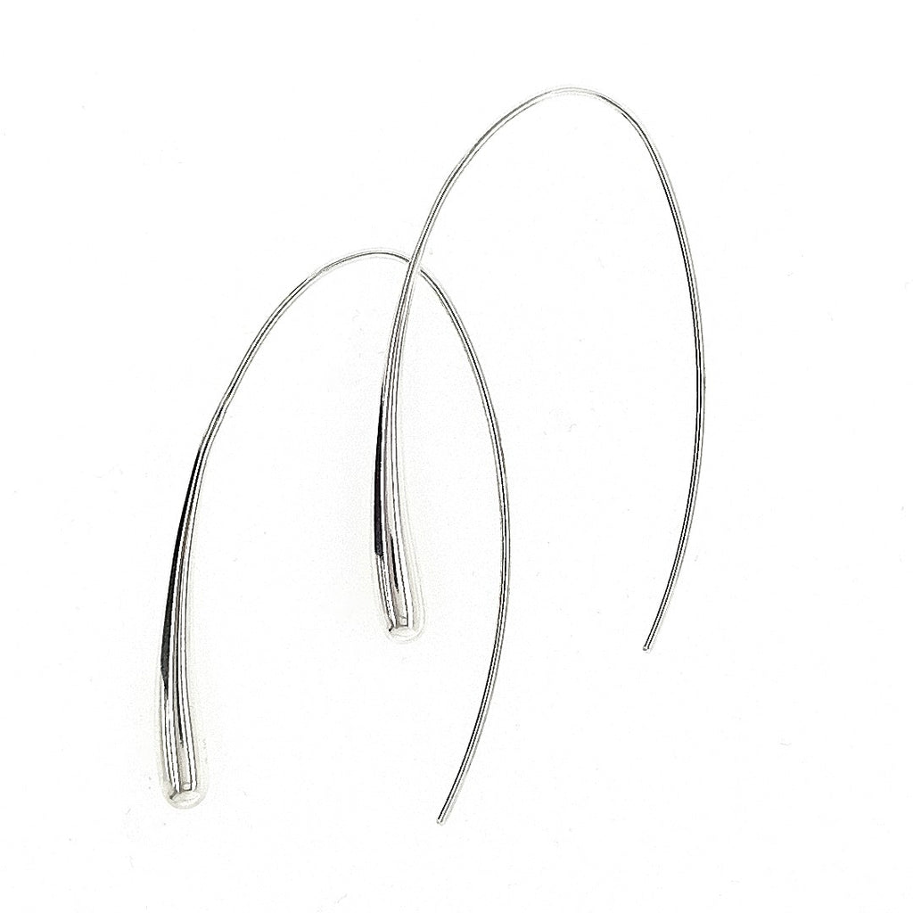 Silver Long Wire Hook Earrings