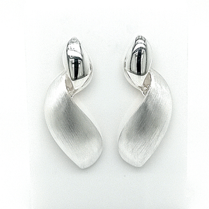 Silver Satin & Polished Softlink  Earrings