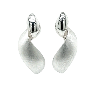 Silver Satin & Polished Softlink  Earrings