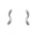 Silver Polished Two Curve Stud Earrings