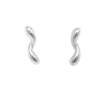 Silver Satin Two Curve Stud Earrings