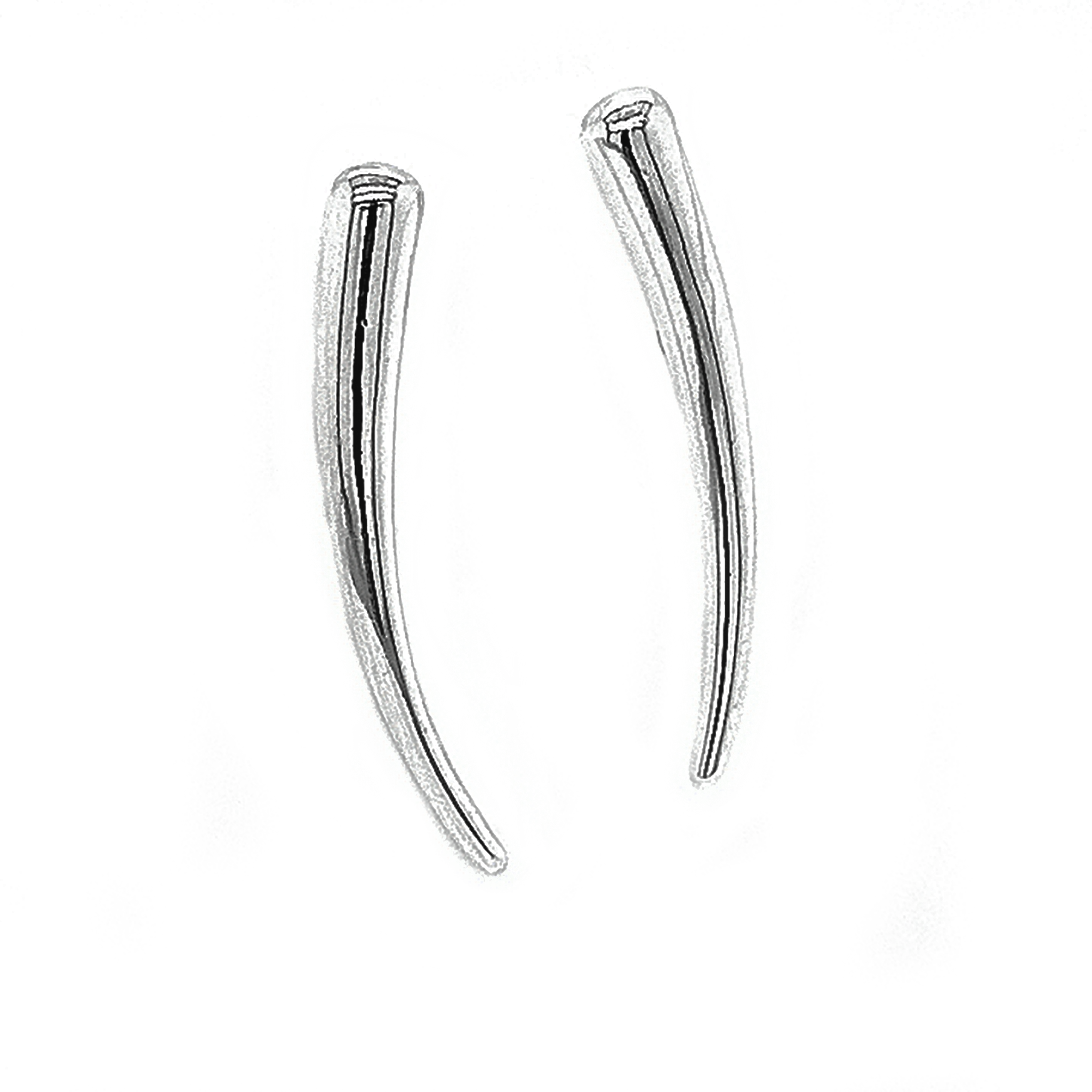 Silver Long Curve Taper Bar Earrings