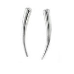 Silver Long Curve Taper Bar Earrings