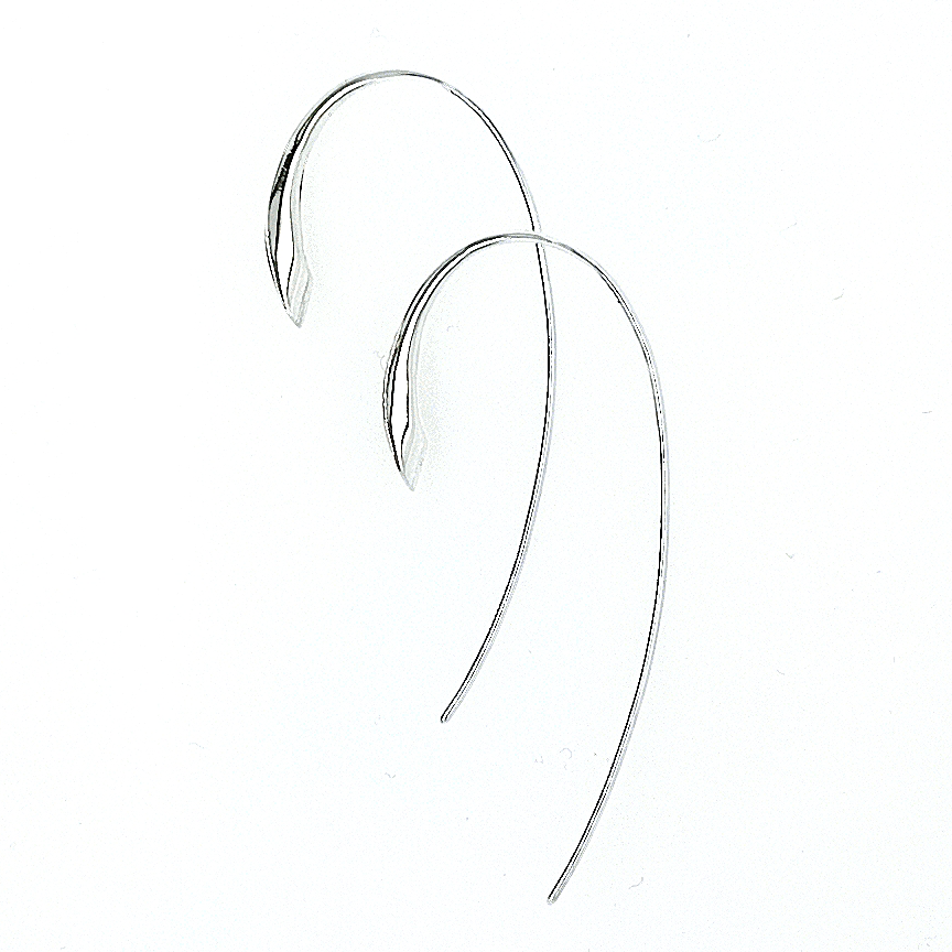 Silver Concave Pear Wire Earrings