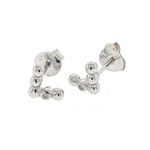 Silver Diamond V Ball Stud Earrings