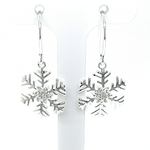 Silver CZ Snowflake Drop Earrings