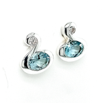 Silver Blue Topaz & CZ Stud Earrings