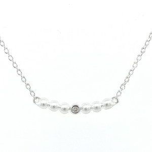 Silver Diamond Ball Bar Necklace