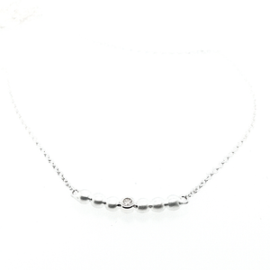 Silver Diamond Ball Bar Necklace