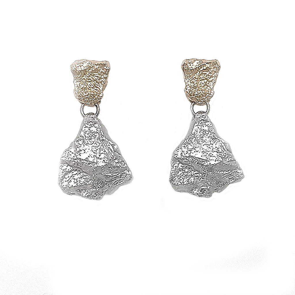 Silver Gold Plate & Rhodium Plate Stone Style Earrings