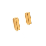 Silver Satin Gold Plate Block Rectangle Stud Earrings