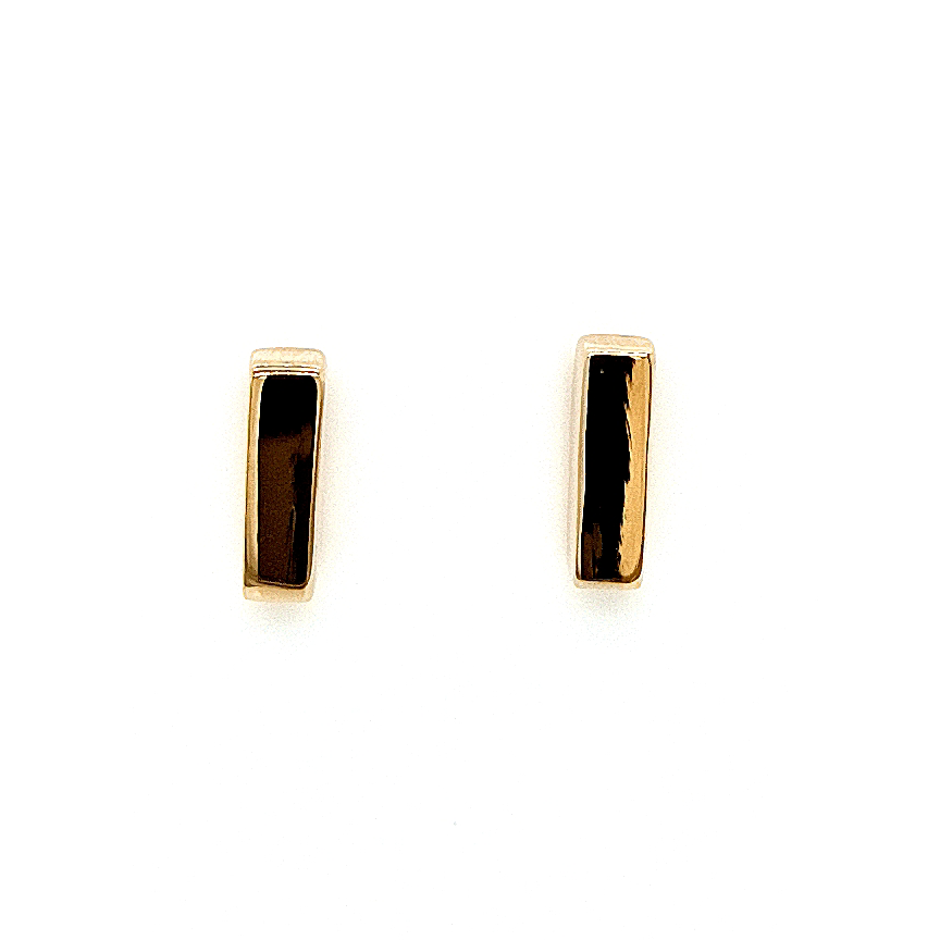 Silver Gold Plate Polished Block Rectangle Stud Earrings
