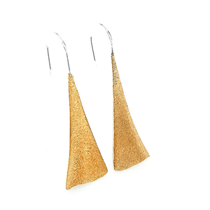 Silver Gold Plate Satin Wave Triangle Drop Earrings