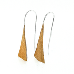 Silver Gold Plate Satin Wave Triangle Drop Earrings