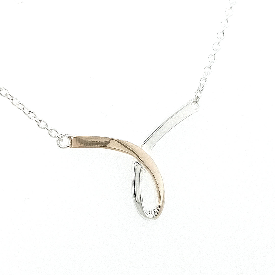 Silver & 9ct Ribbon Necklace
