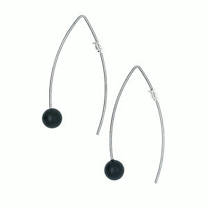 Black 8mm Sphere Long Drop Earrings