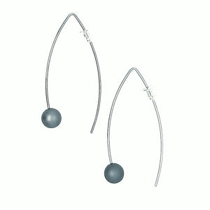 Grey 8mm Sphere Long Drop Earrings