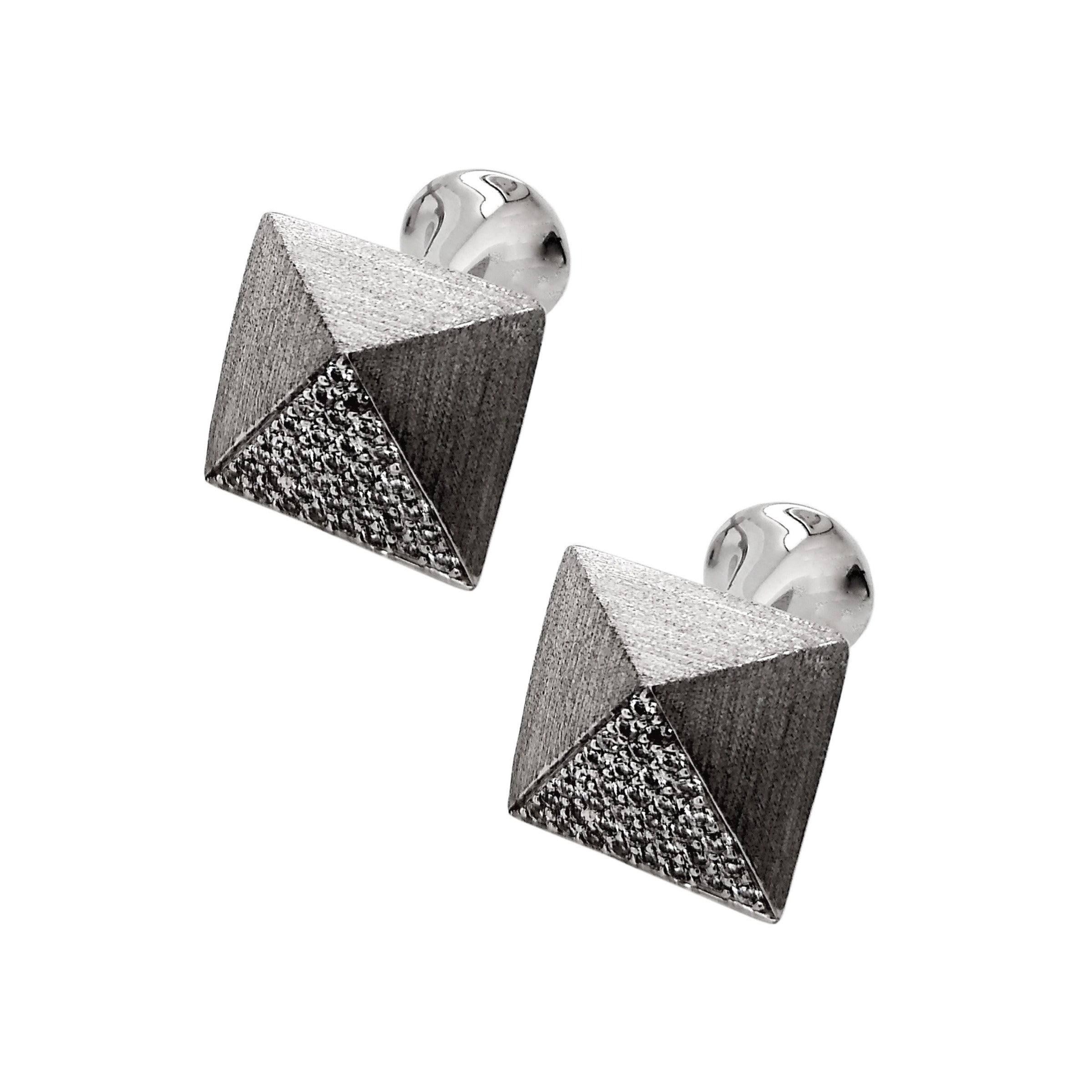 Silver Square Pave-set Cubic Zirconia Cufflinks