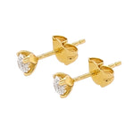18ct Yellow Gold 4 Claw Diamond Stud Earrings