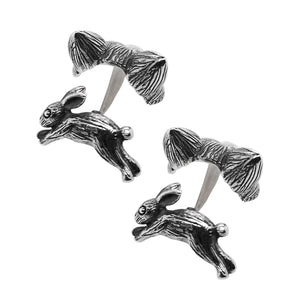 Silver Oxidised Fox & Hare Cufflinks