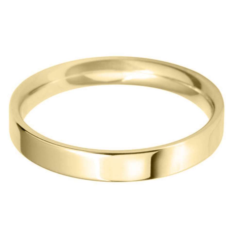 9ct Yellow Gold Mini Demi Ellipse Wedding Ring- Various Widths