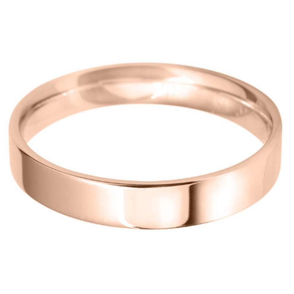 9ct Rose Gold Mini Demi Ellipse Wedding Ring- Various Widths