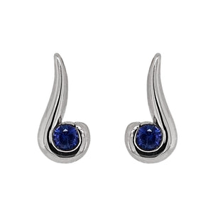 18ct White Gold Sapphire Curl Earrings
