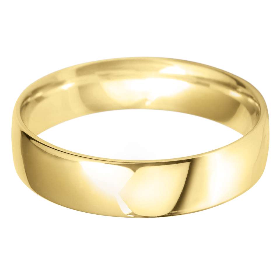 18ct Yellow Gold Mini Ellipse Wedding Ring- Various Widths