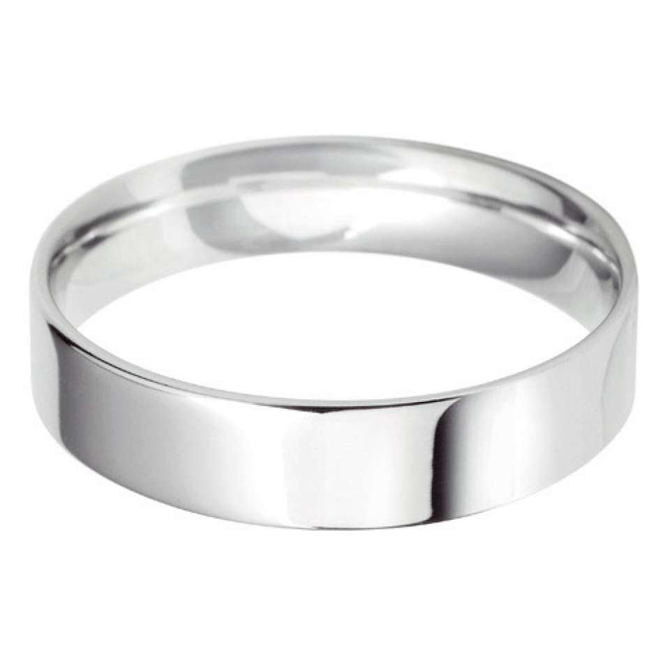 18ct White Gold Mini Demi Ellipse Flat Wedding Ring- Various Widths