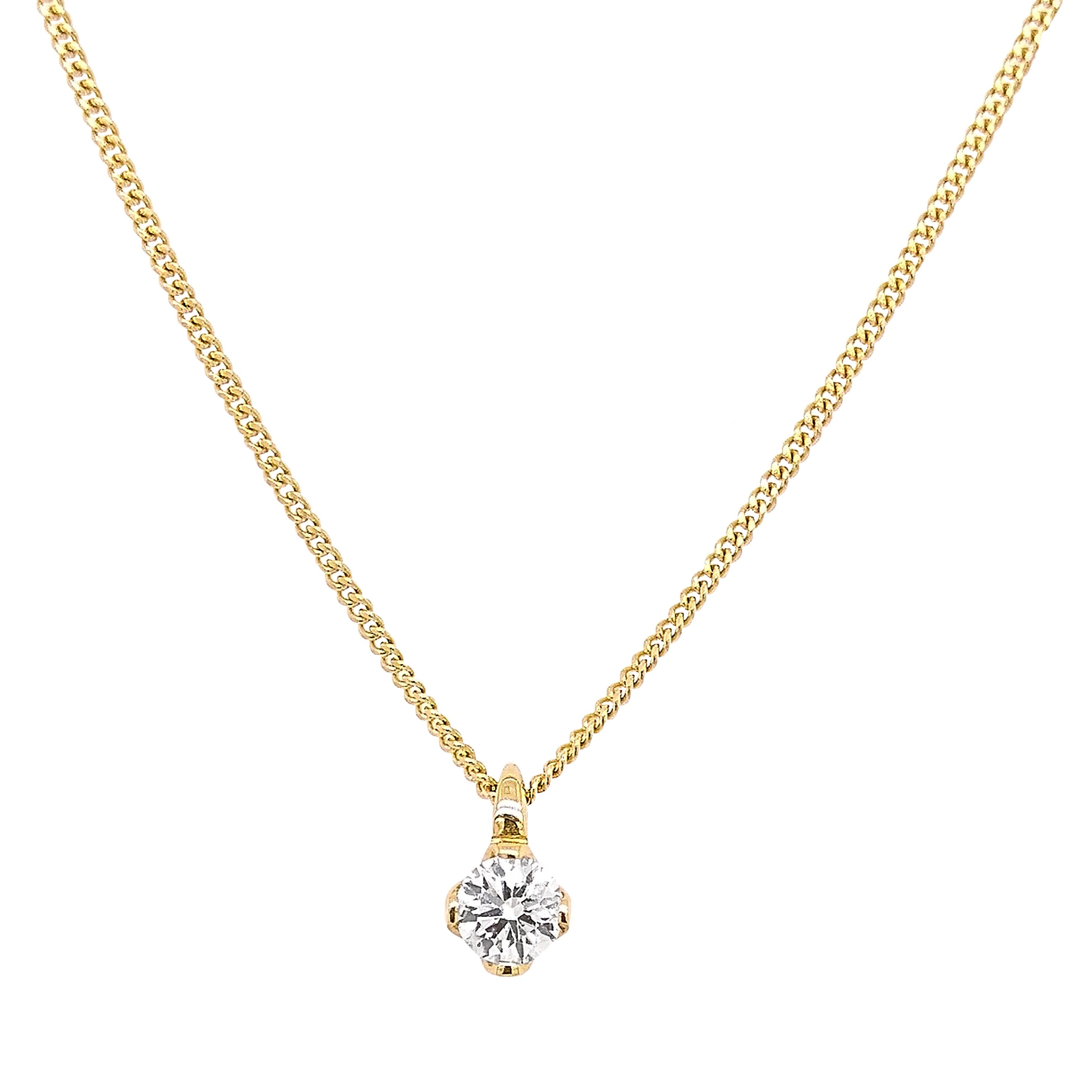 18ct Yellow Gold Diamond Lotus Pendant & Chain