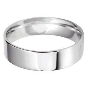9ct White Gold Mini Demi Ellipse Flat Wedding Ring- Various Widths